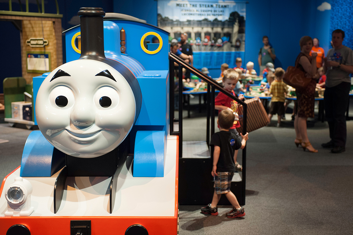 children playing on Thomas the train component